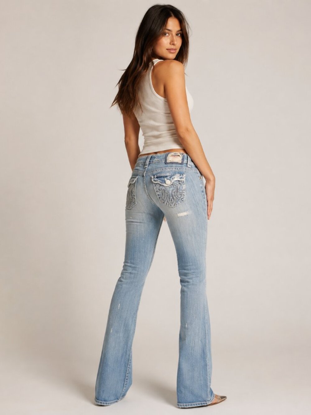 Vintage MEK Denim USA Ibiza Jeans Size 25 Light Wash Distressed Bootcut